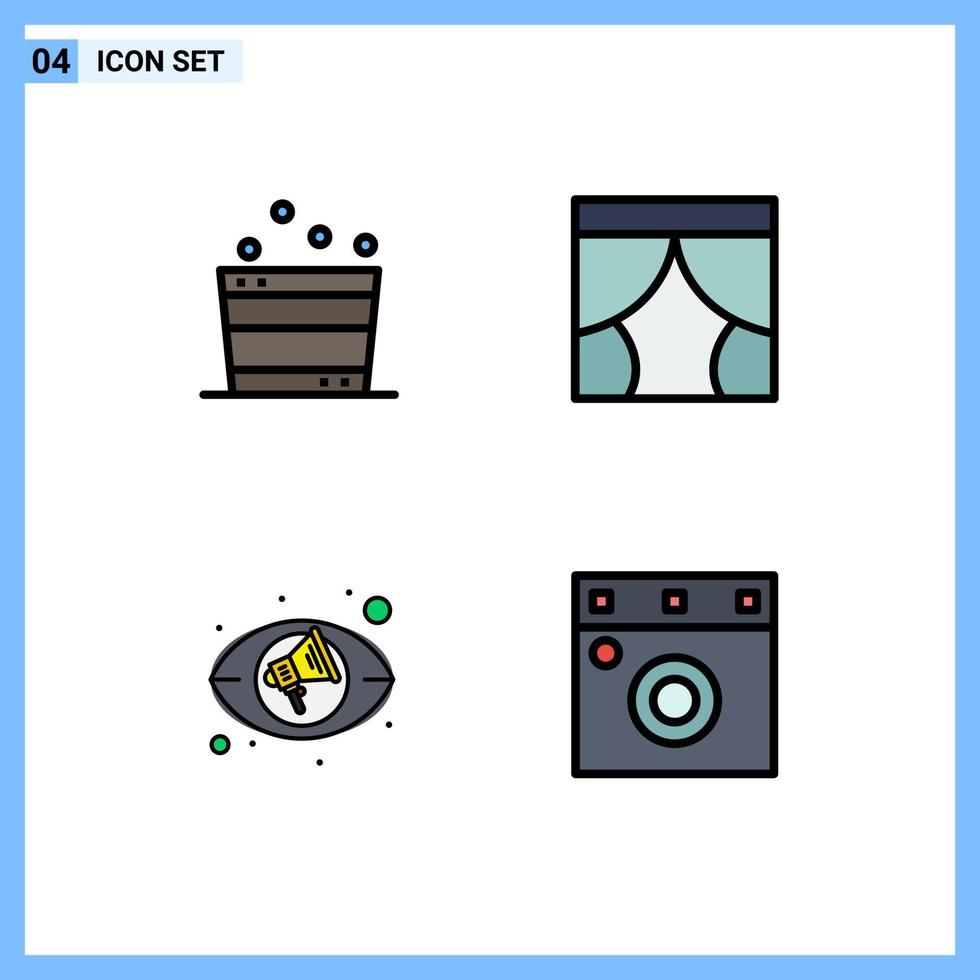 Set of 4 Modern UI Icons Symbols Signs for bucket eye spa stage views Editable Vector Design Elements