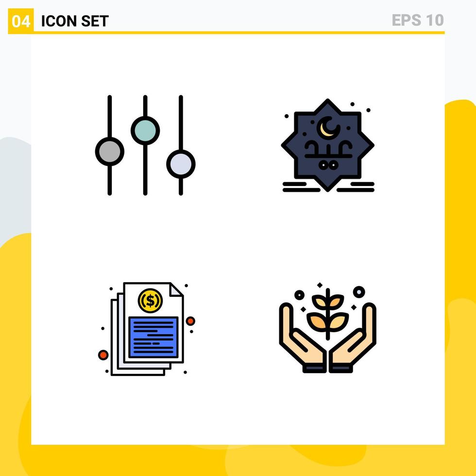 Stock Vector Icon Pack of 4 Line Signs and Symbols for controls file star stamp report Editable Vector Design Elements