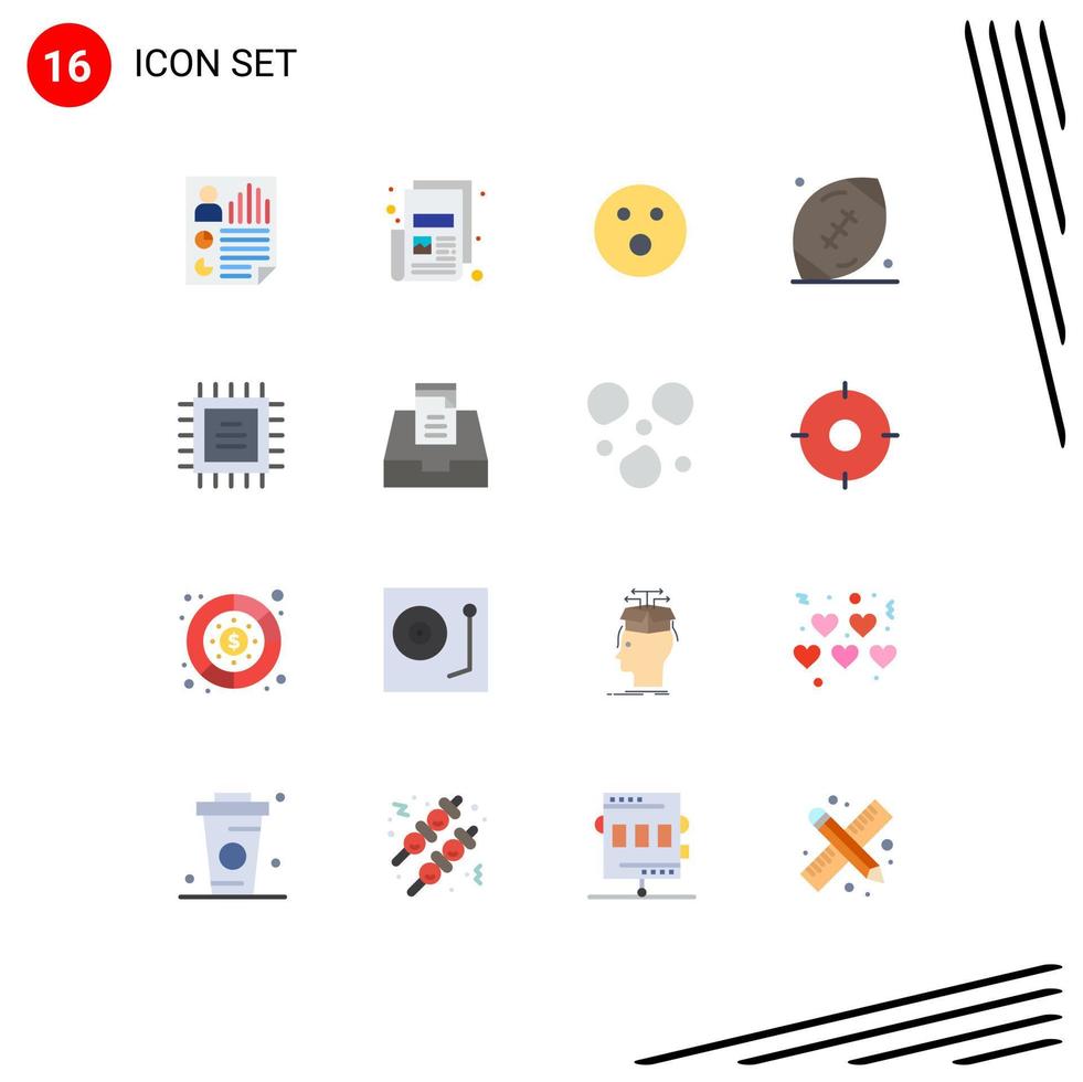 Group of 16 Modern Flat Colors Set for rugby football print ball game Editable Pack of Creative Vector Design Elements