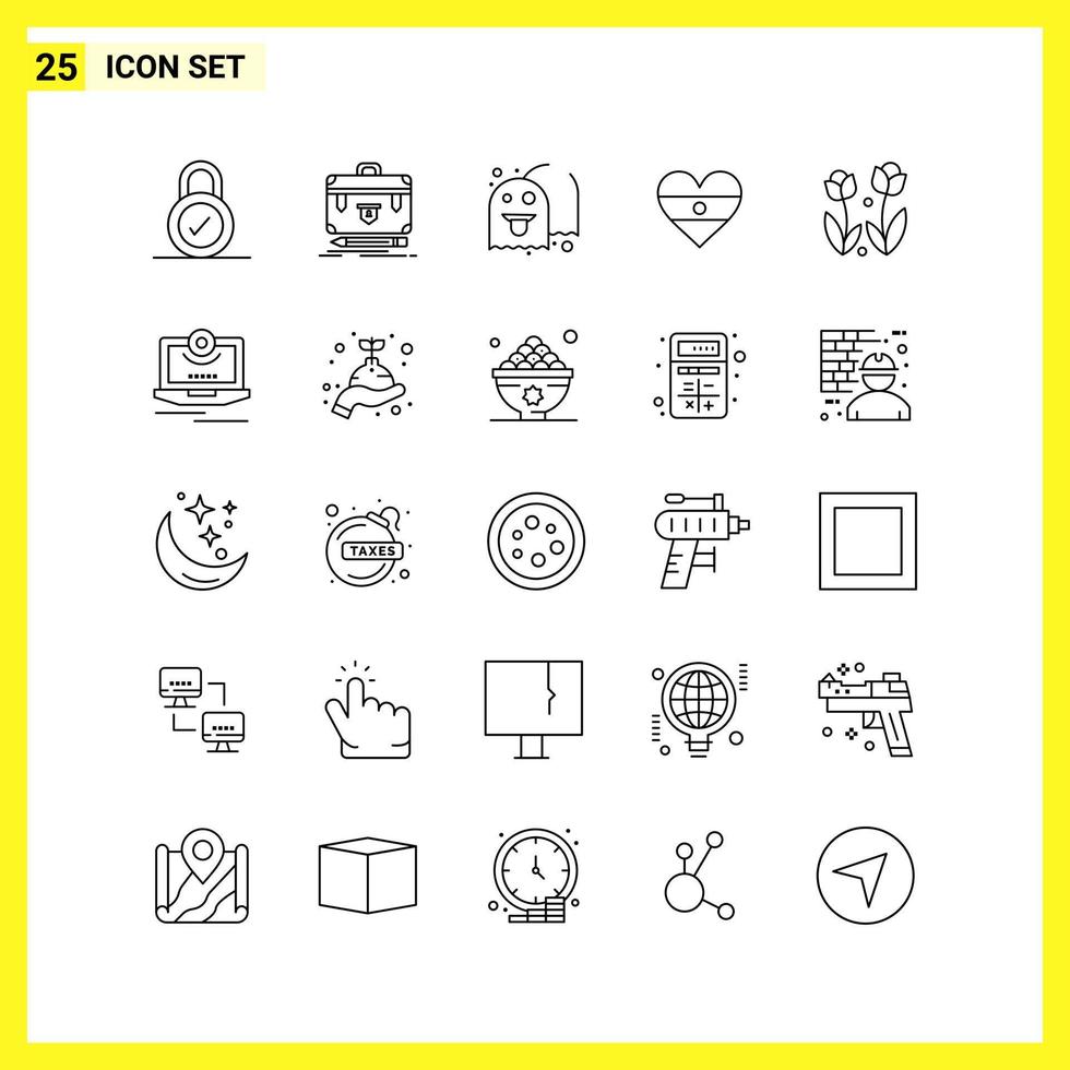 25 Icon Set. Simple Line Symbols. Outline Sign on White Background for Website Design Mobile Applications and Print Media. vector