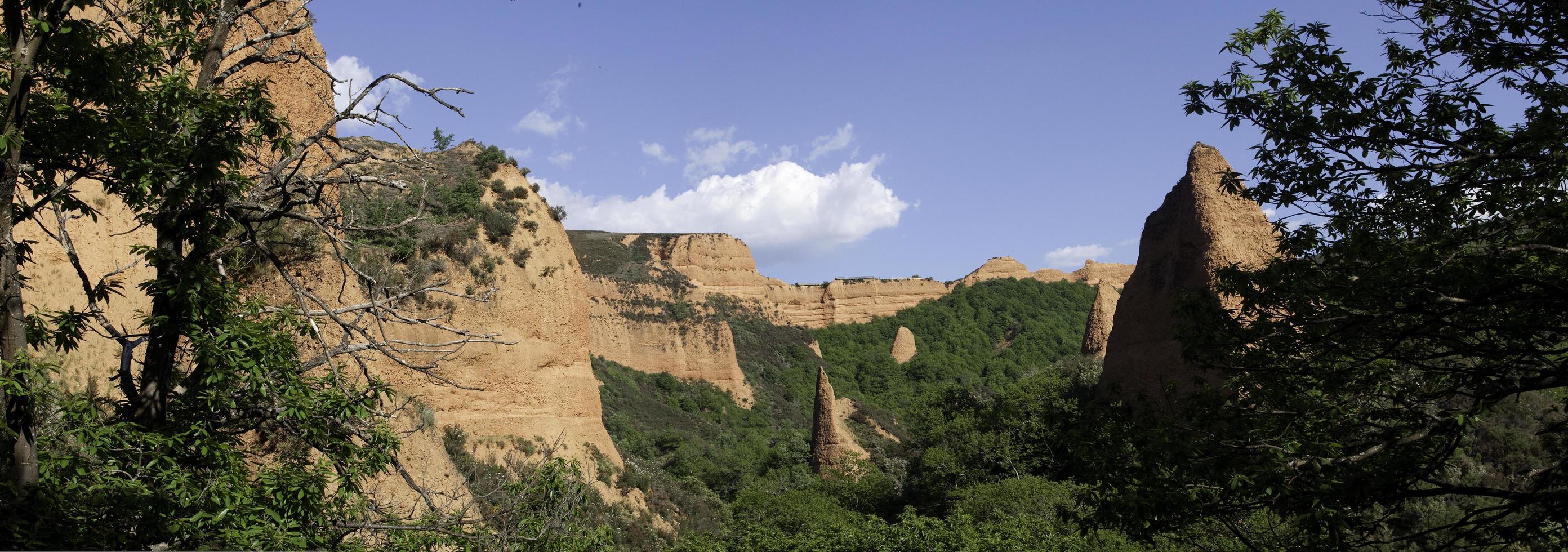 Beautiful landscape in Las Medulas. Red hills. photo