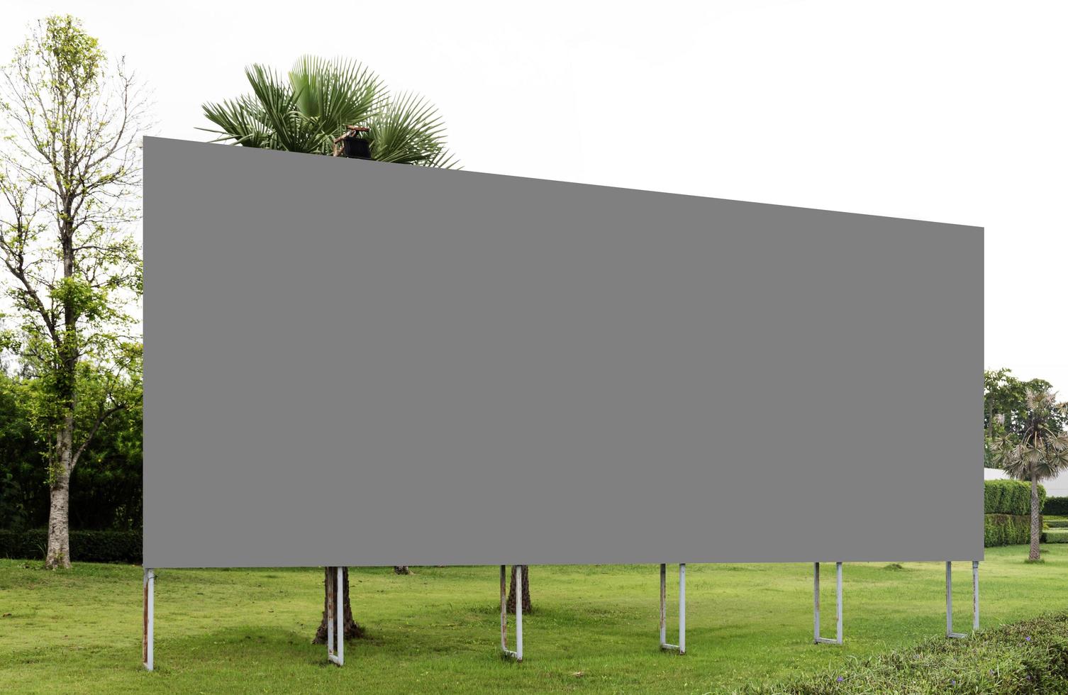 Outdoor billboard background in garden with gray background mock up. clipping path photo