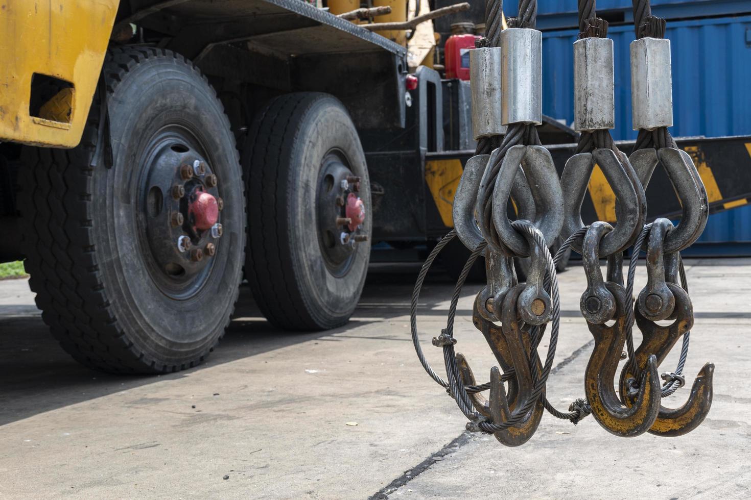 Close up hooks mobile crane photo