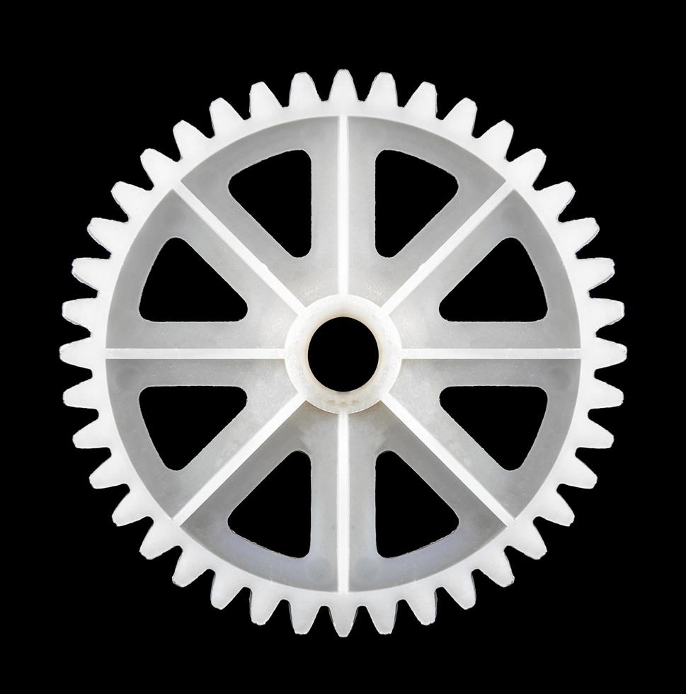 Mock up white gear wheels on black isolated with clipping path photo