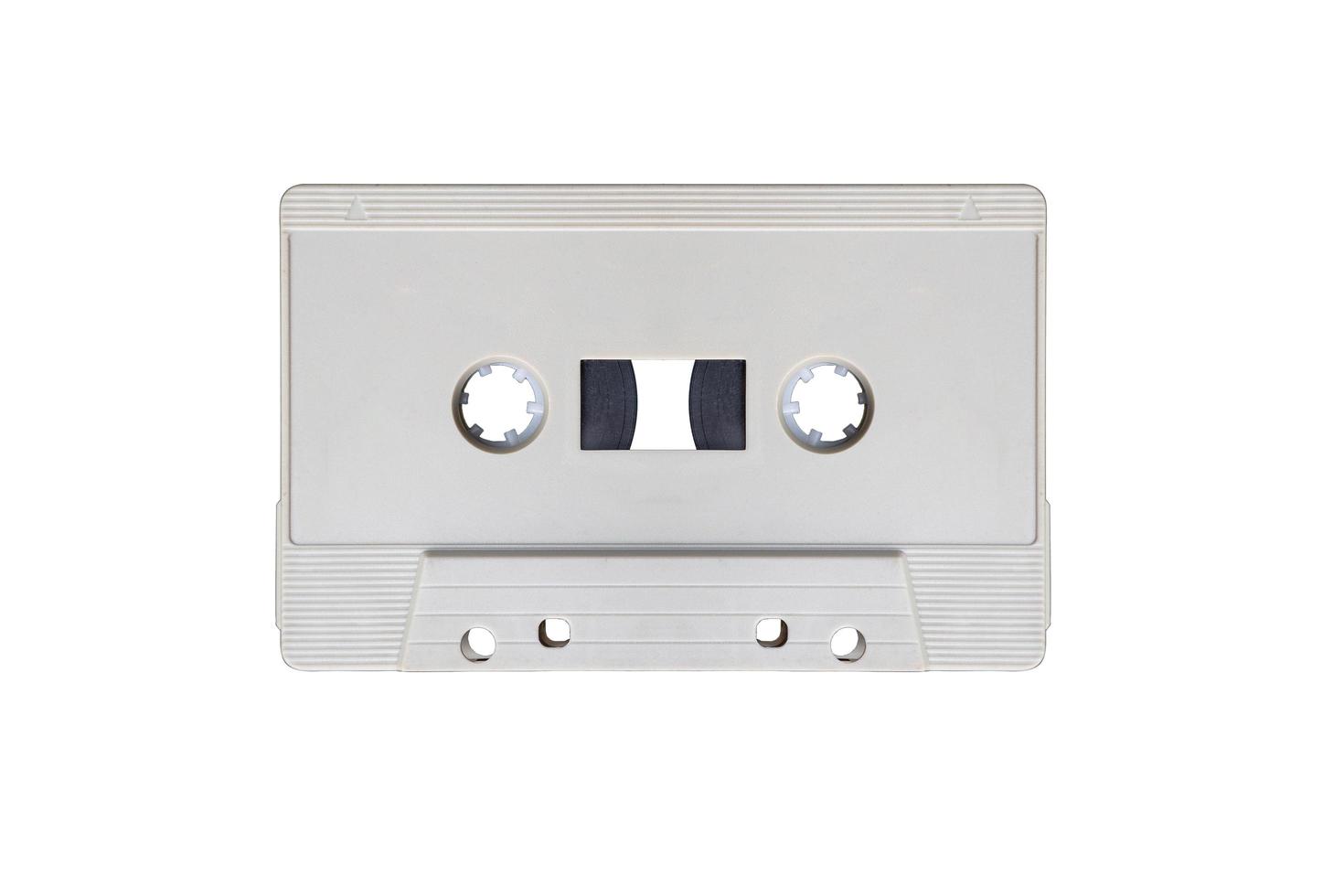 Gray retro mock up cassette tape isolated on white background with clipping path photo