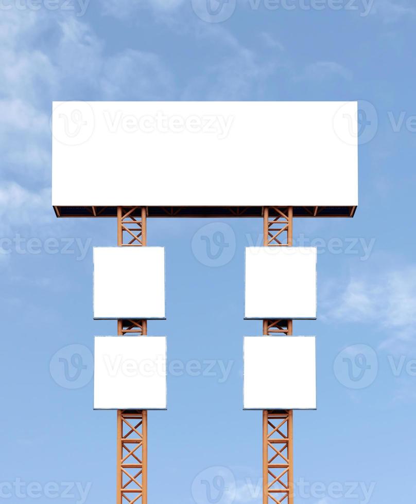 Outdoor billboard on blue sky background with white background mock up. clipping path photo