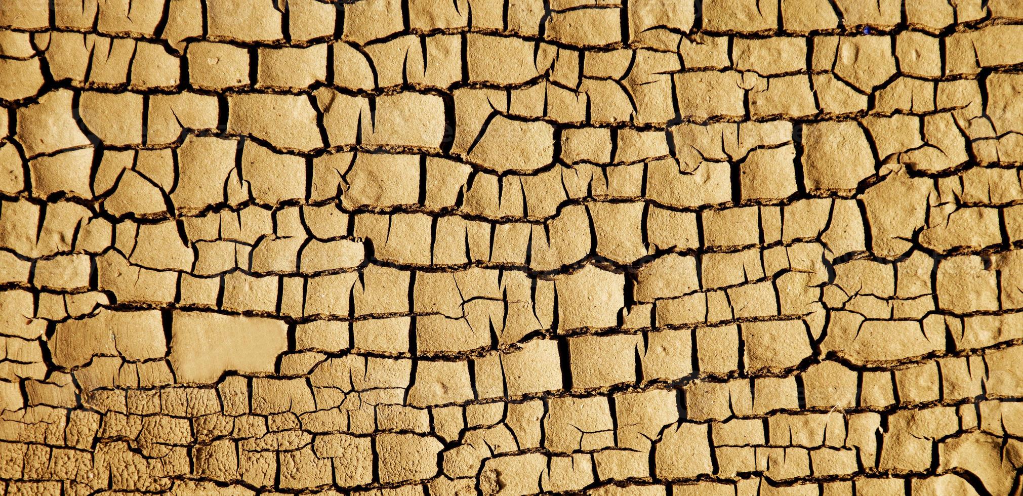 Close up weathered texture of arid cracked ground photo