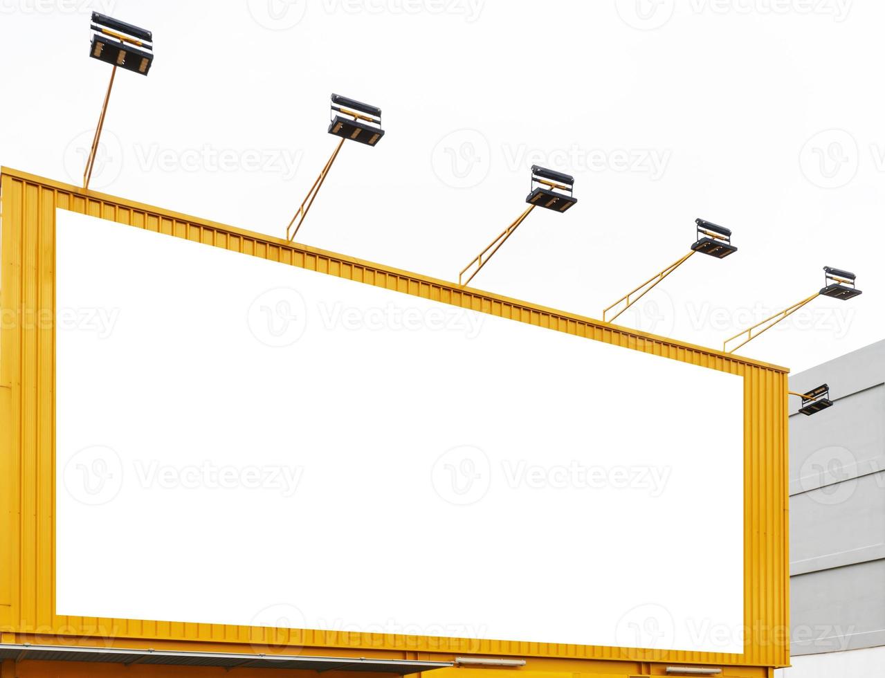 Mock up white background billboard on yellow building photo