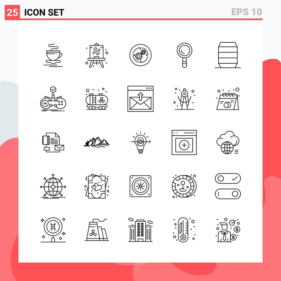 colección de 25 iconos vectoriales en estilo de línea. símbolos de contorno modernos para web y móvil. signo de icono de línea aislado sobre fondo blanco. 25 iconos. vector