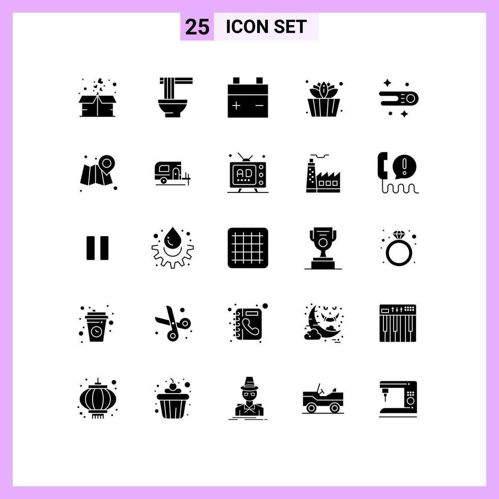 25 iconos creativos signos y símbolos modernos de cometa web batería astronomía sauna elementos de diseño vectorial editables vector