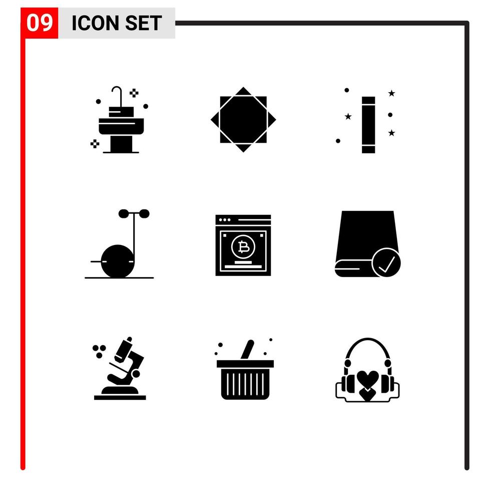 Set of 9 Modern UI Icons Symbols Signs for method testing magic segway motor Editable Vector Design Elements