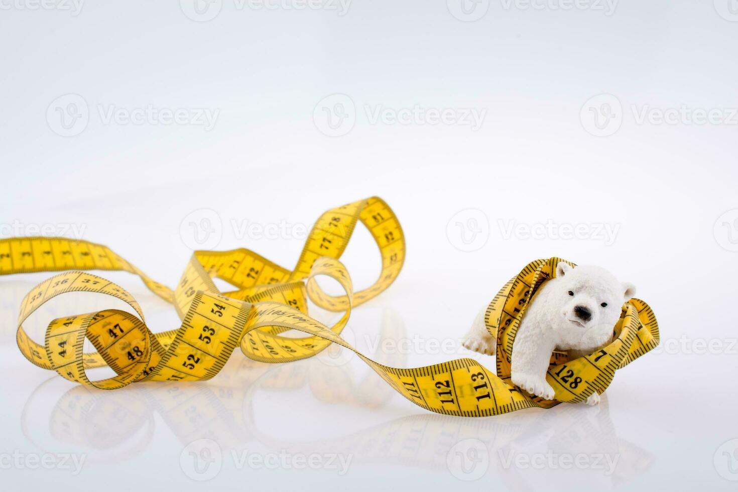 Polar bear surrounded by Measuring tape photo