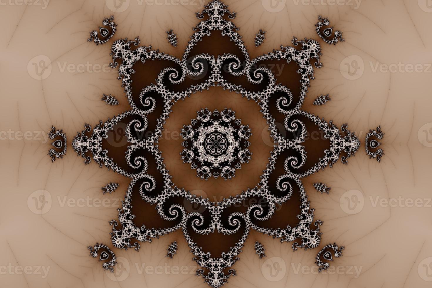 3D-Illustration of a Kaleidoskop zoom into the infinite mathematical mandelbrot set fractal. photo
