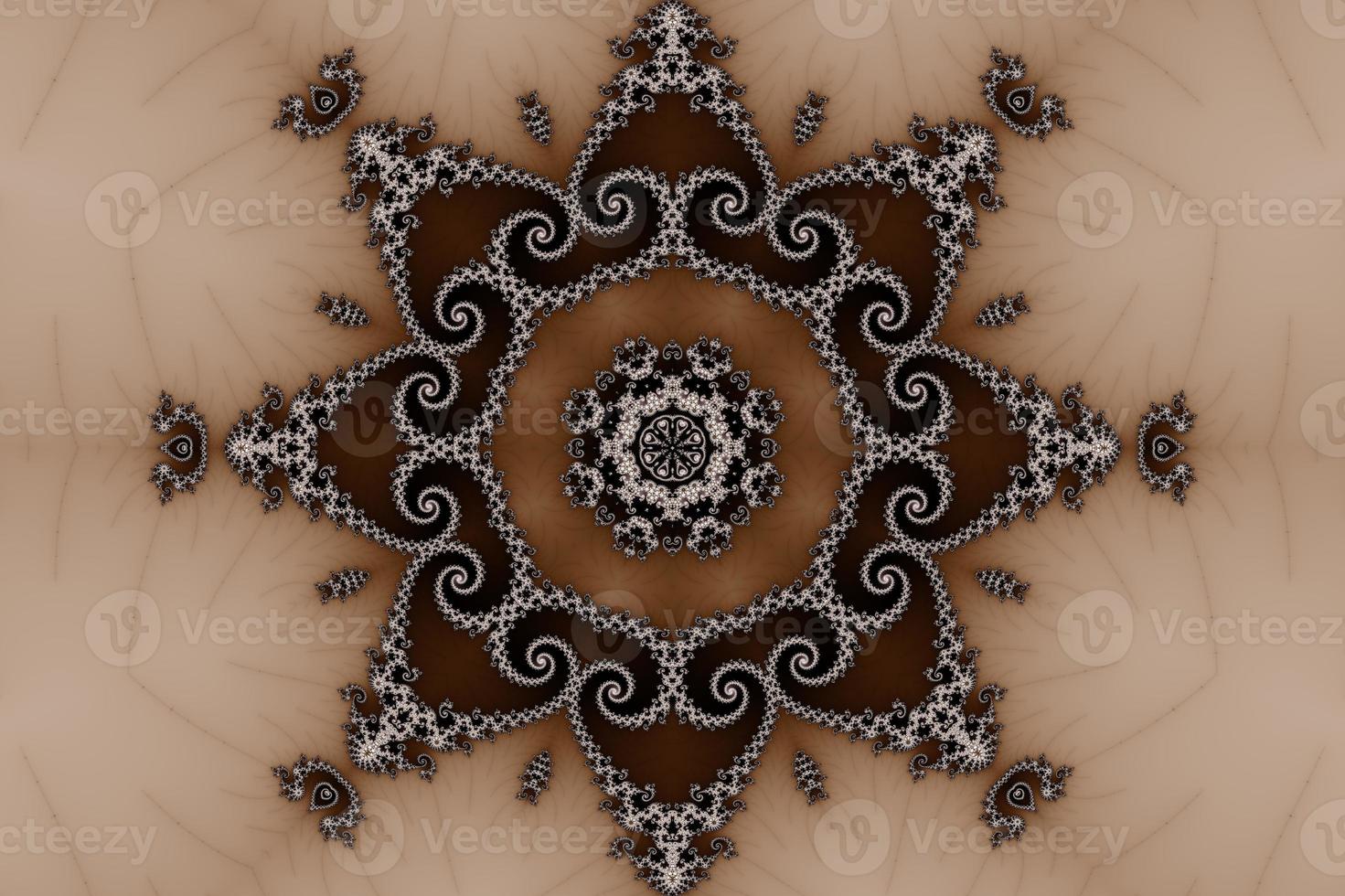 3D-Illustration of a Kaleidoskop zoom into the infinite mathematical mandelbrot set fractal. photo