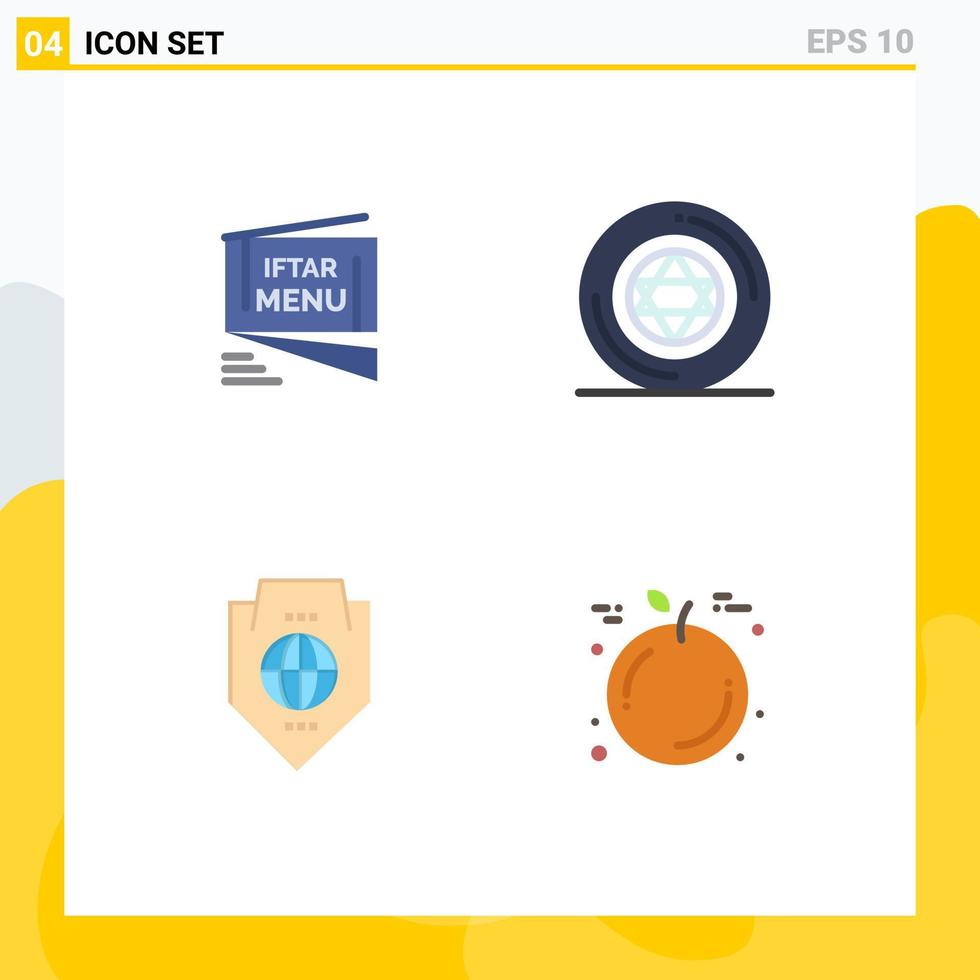 Set of 4 Commercial Flat Icons pack for iftar access roza magic protection Editable Vector Design Elements