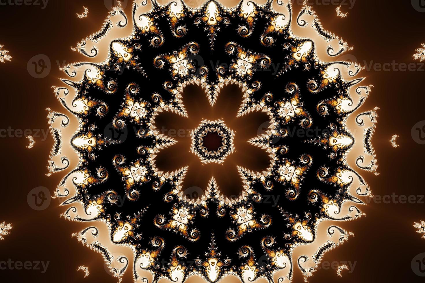 3D-Illustration of a Kaleidoskop zoom into the infinite mathematical mandelbrot set fractal. photo