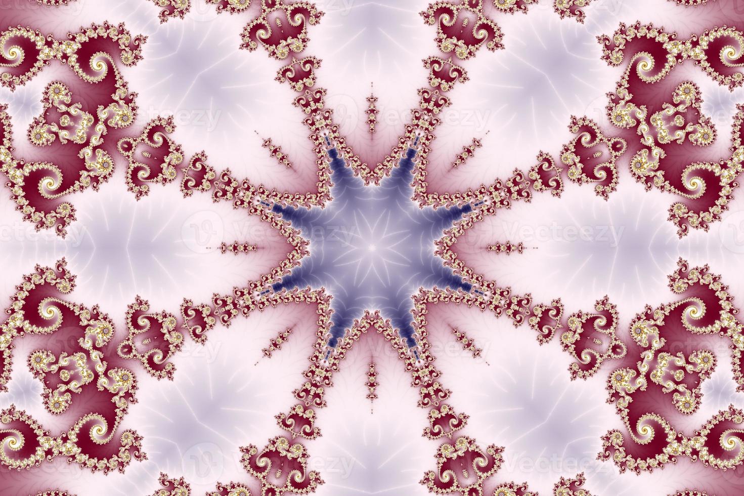3D-Illustration of a Kaleidoskop zoom into the infinite mathematical mandelbrot set fractal. photo
