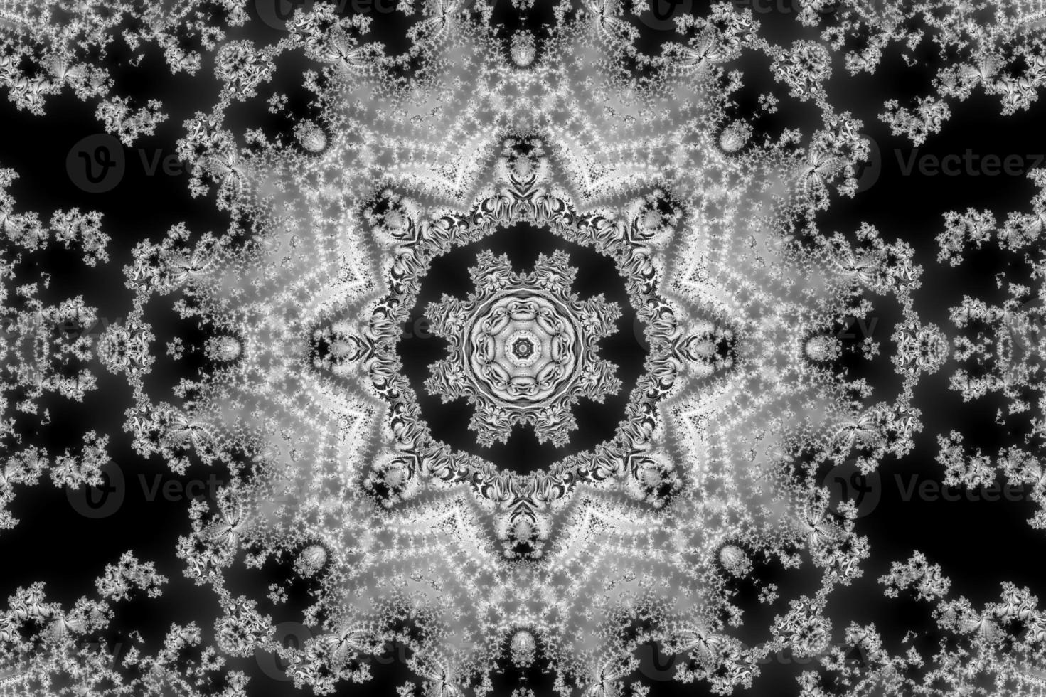 3D-Illustration of a Kaleidoskop zoom into the infinite mathematical mandelbrot set fractal. photo
