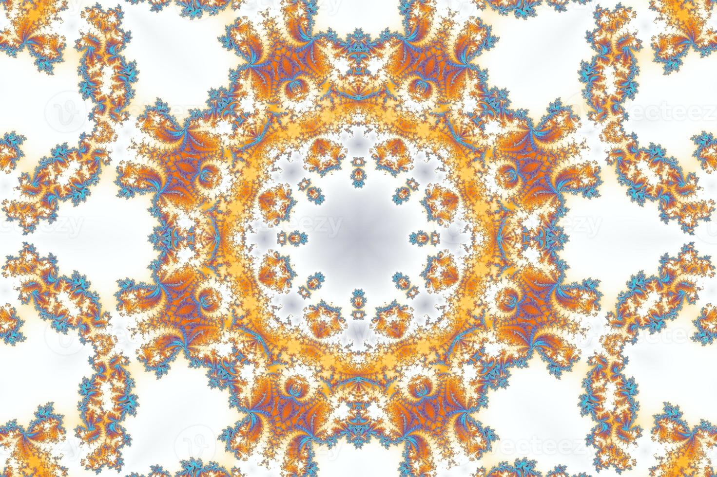 3D-Illustration of a Kaleidoskop zoom into the infinite mathematical mandelbrot set fractal. photo