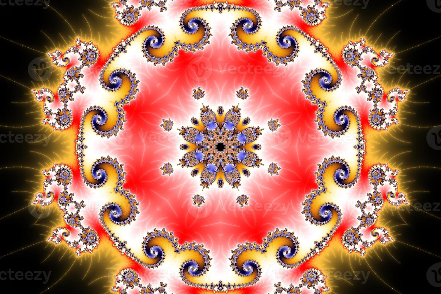 3D-Illustration of a Kaleidoskop zoom into the infinite mathematical mandelbrot set fractal. photo