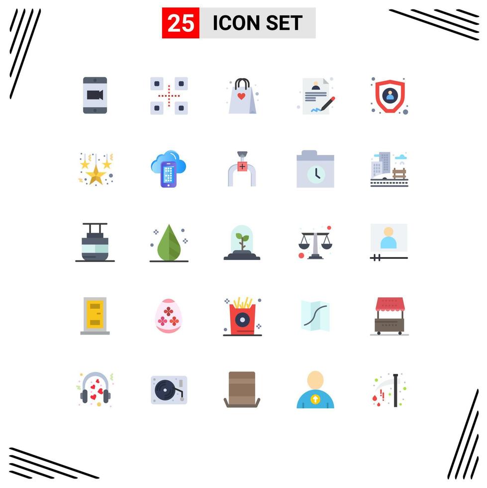 Group of 25 Modern Flat Colors Set for christmas encryption hobbies data report Editable Vector Design Elements