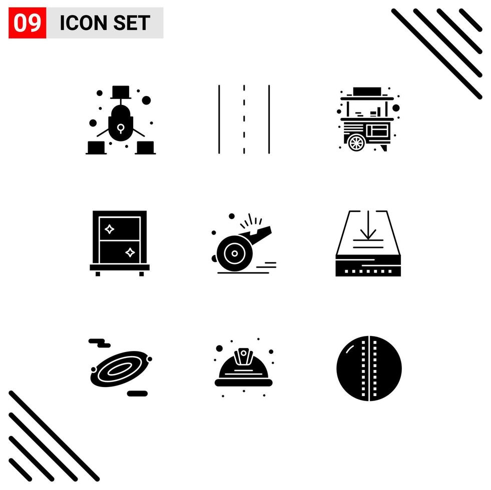 9 Thematic Vector Solid Glyphs and Editable Symbols of coach mirror road dressing thailand Editable Vector Design Elements