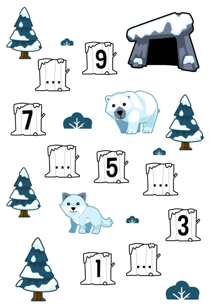 Premium Vector  Counting arctic animals game illustration for preschool  kids in vector format how many are there