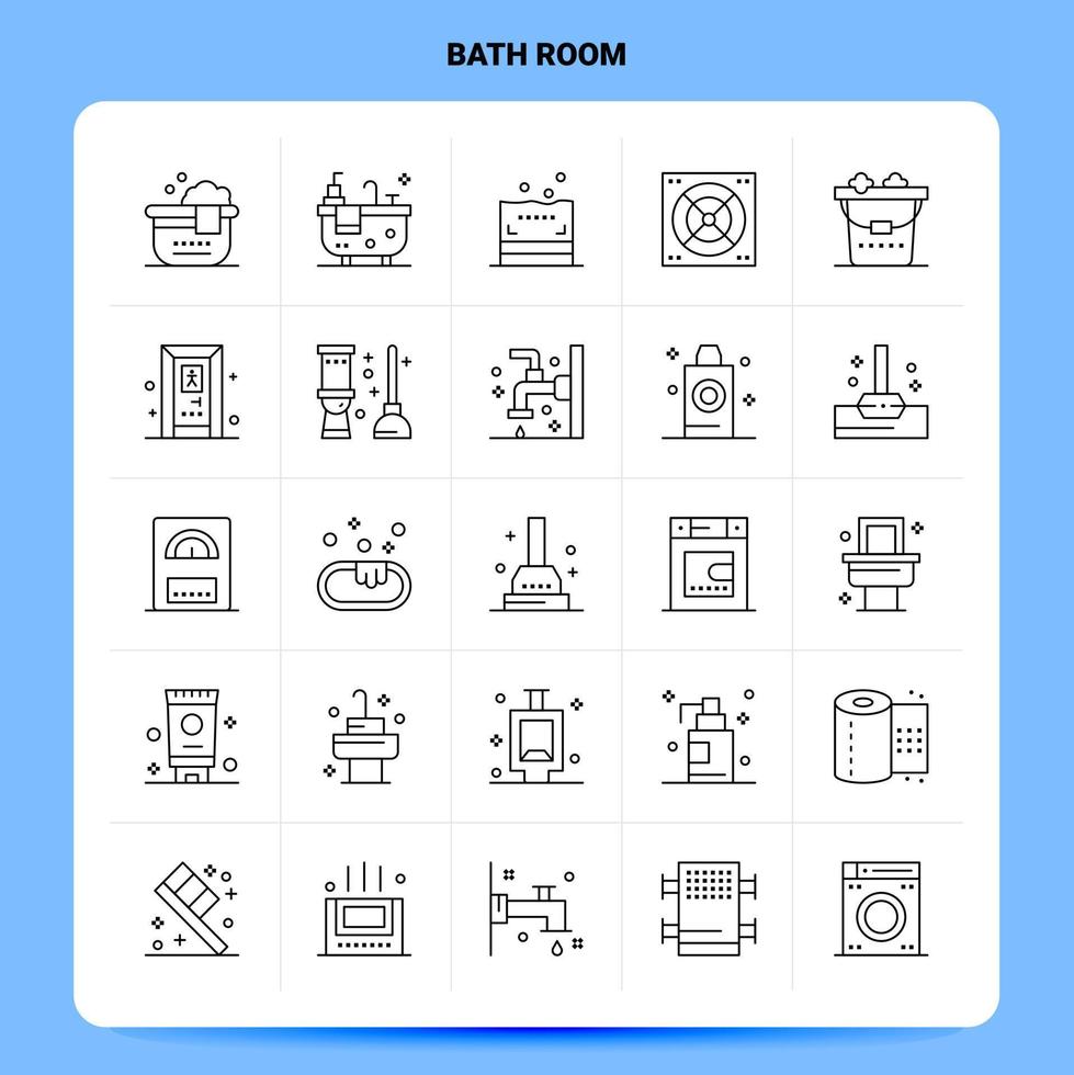 OutLine 25 Bath Room Icon set Vector Line Style Design Black Icons Set Linear pictogram pack Web and Mobile Business ideas design Vector Illustration