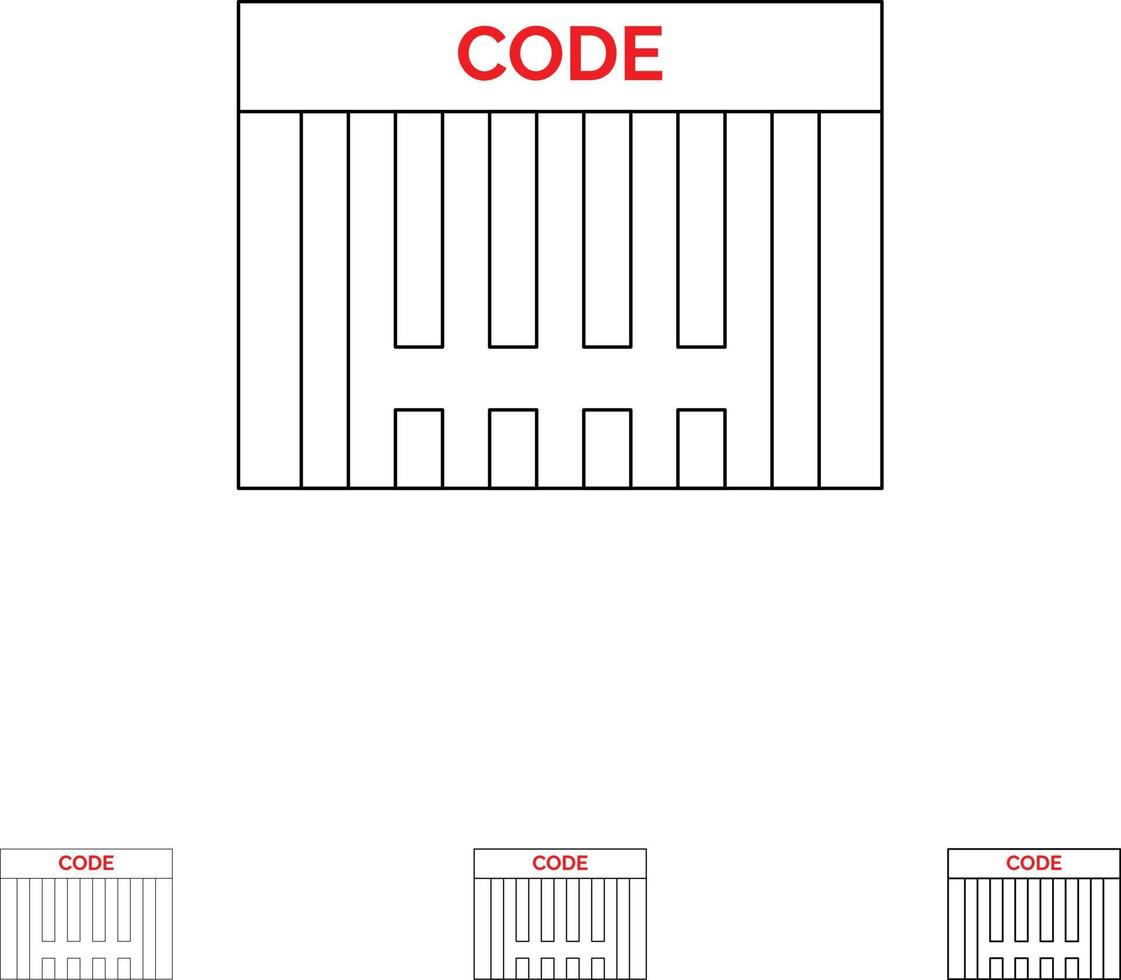 Bar Barcode Code Shopping Bold and thin black line icon set vector