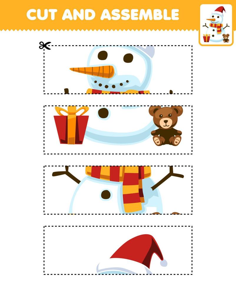 Education game for children cutting practice and assemble puzzle with