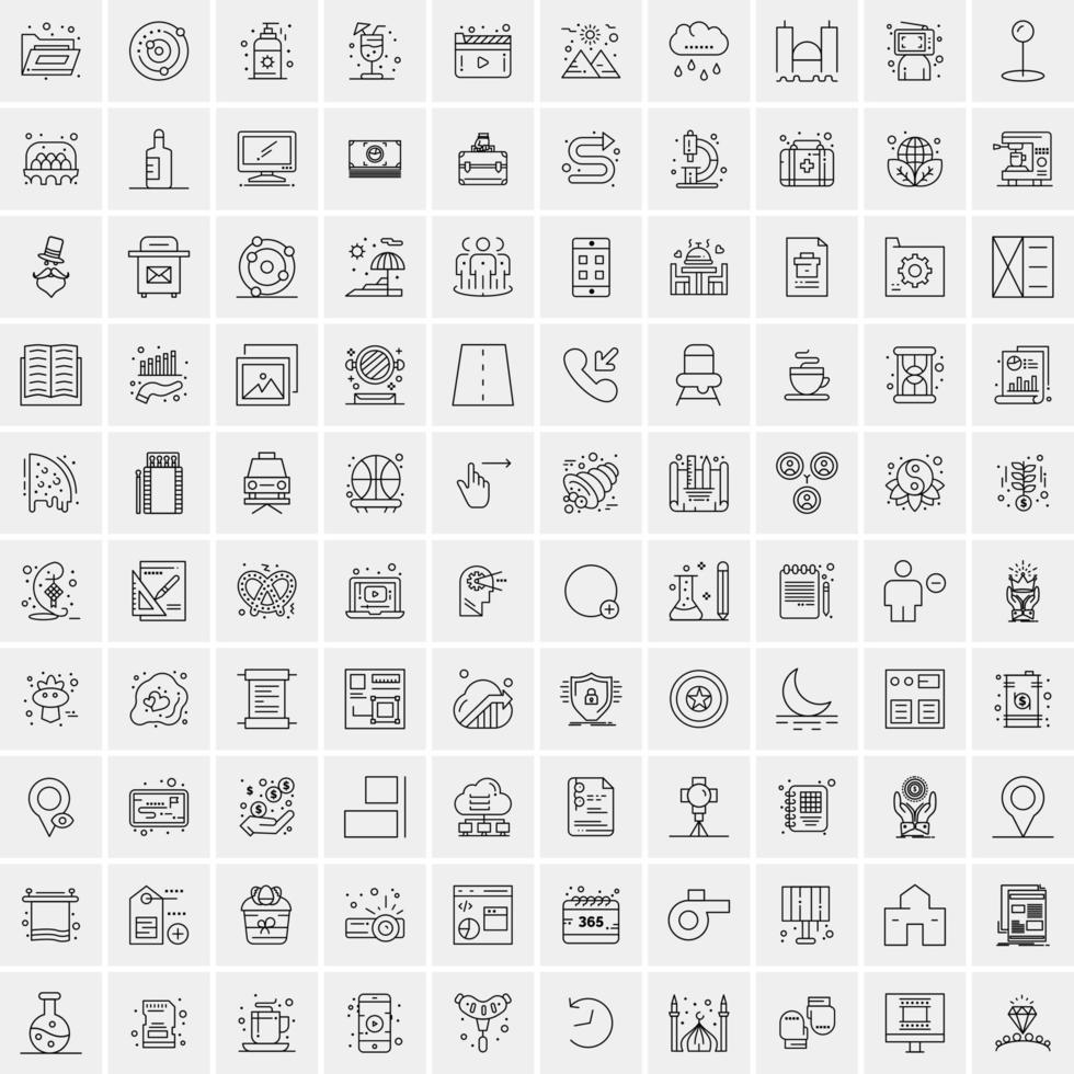 Set of 100 Creative Business Line Icons vector