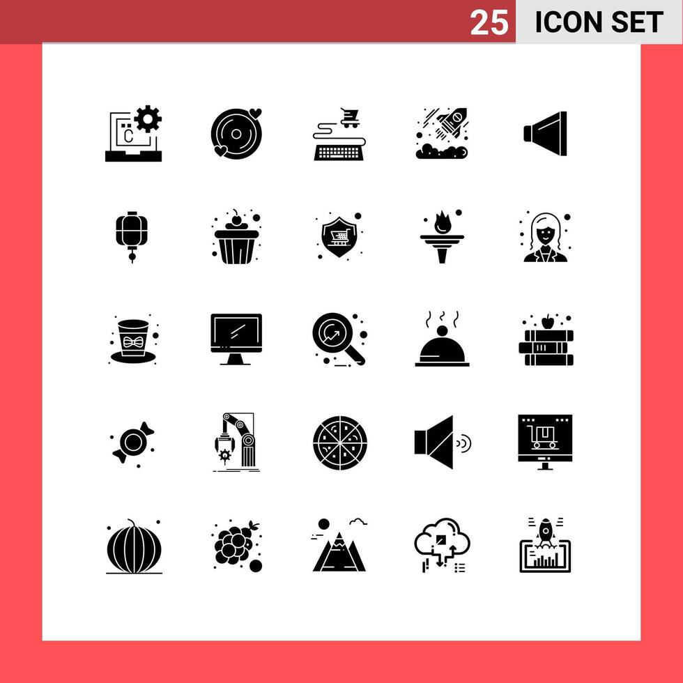 Universal Icon Symbols Group of 25 Modern Solid Glyphs of speaker startup wedding investment business Editable Vector Design Elements