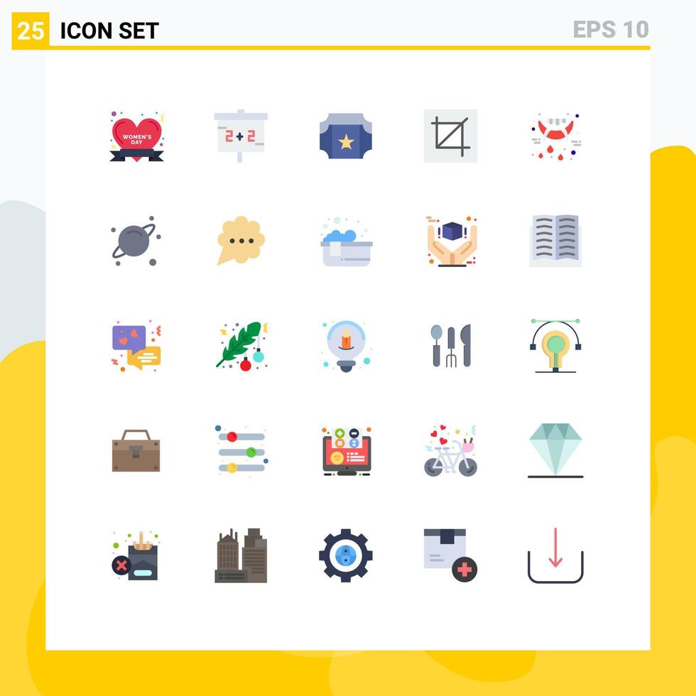 25 User Interface Flat Color Pack of modern Signs and Symbols of teeth halloween film tool interface Editable Vector Design Elements