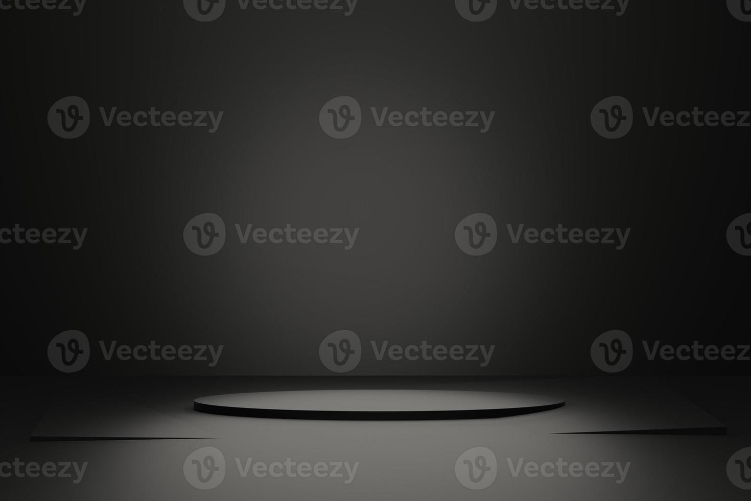 black platform podium in the style of minimalism for advertising products, scene on dark background 3d render photo