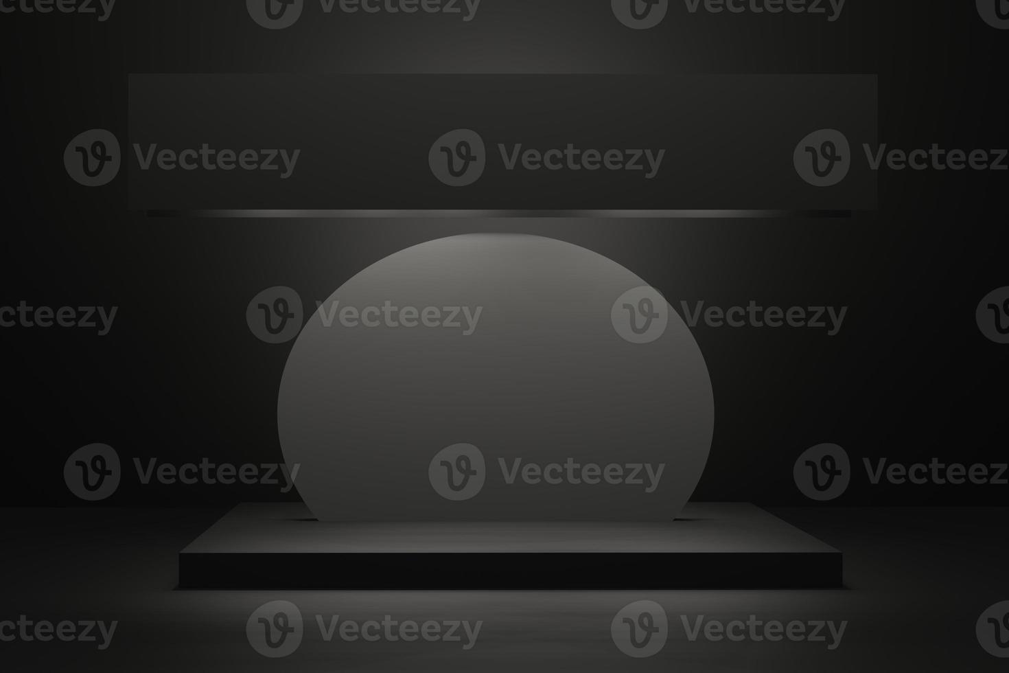black platform podium in the style of minimalism for advertising products, scene on dark background 3d render photo