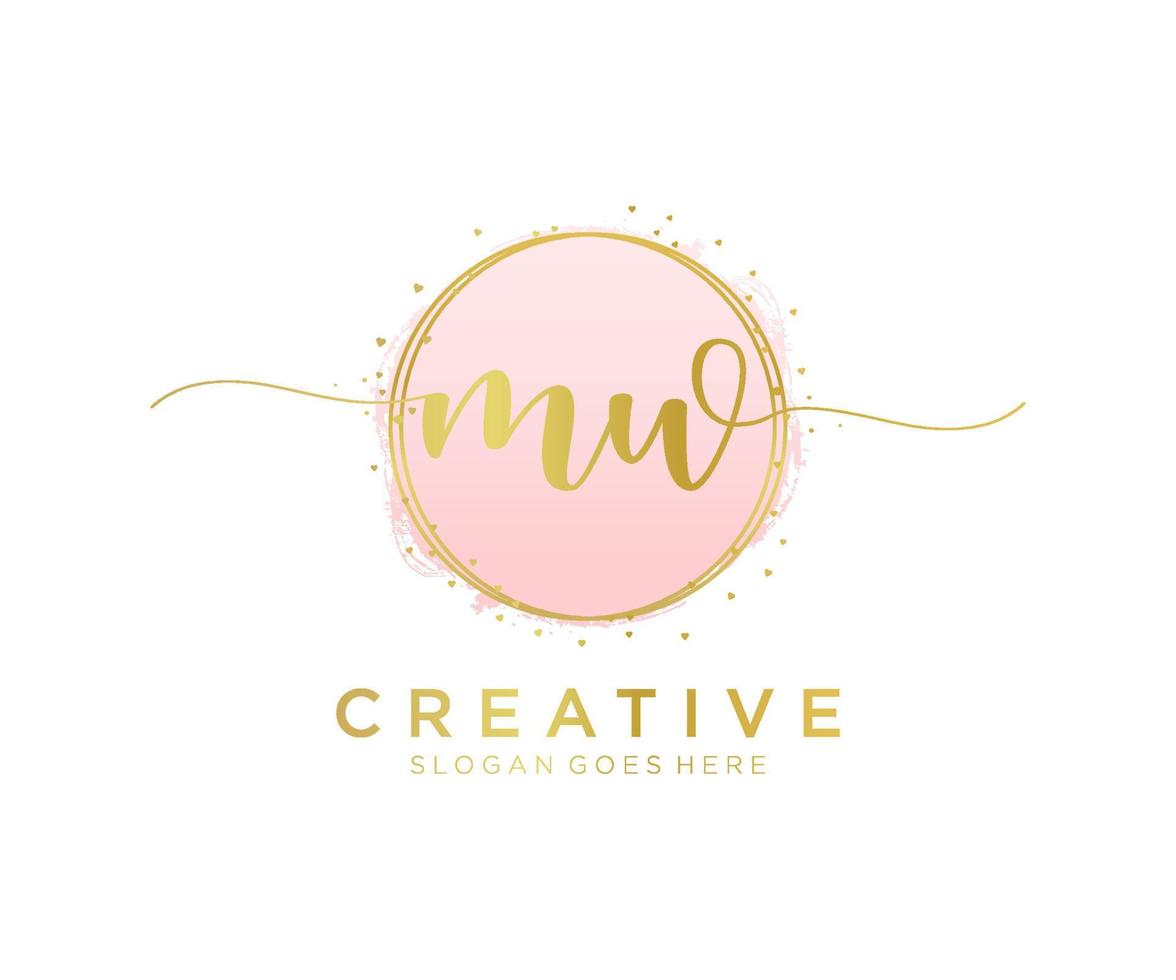 Initial MW feminine logo. Usable for Nature, Salon, Spa, Cosmetic and Beauty Logos. Flat Vector Logo Design Template Element.