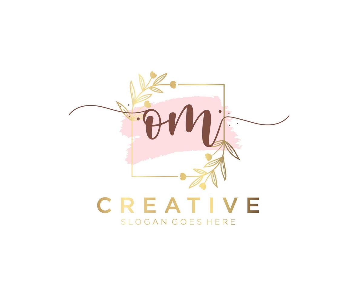 Initial OM feminine logo. Usable for Nature, Salon, Spa, Cosmetic and Beauty Logos. Flat Vector Logo Design Template Element.