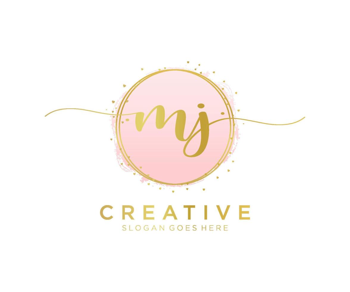 Initial MJ feminine logo. Usable for Nature, Salon, Spa, Cosmetic and Beauty Logos. Flat Vector Logo Design Template Element.