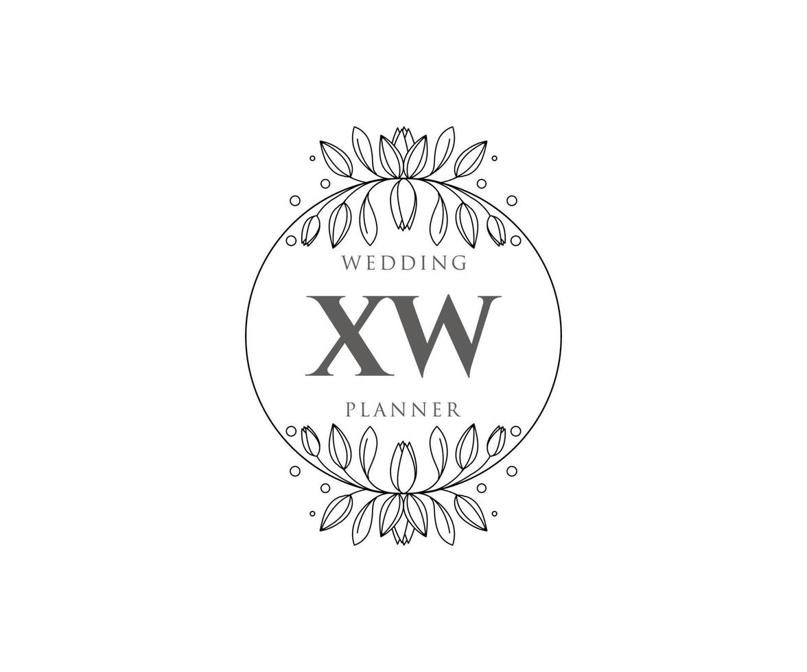 XW Initials letter Wedding monogram logos collection, hand drawn modern minimalistic and floral templates for Invitation cards, Save the Date, elegant identity for restaurant, boutique, cafe in vector