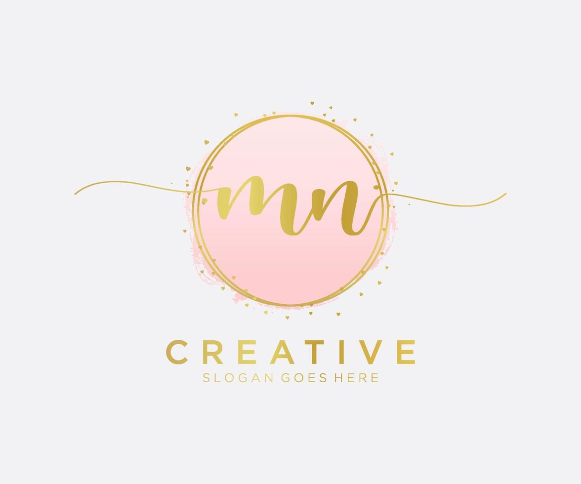 Initial MN feminine logo. Usable for Nature, Salon, Spa, Cosmetic and Beauty Logos. Flat Vector Logo Design Template Element.