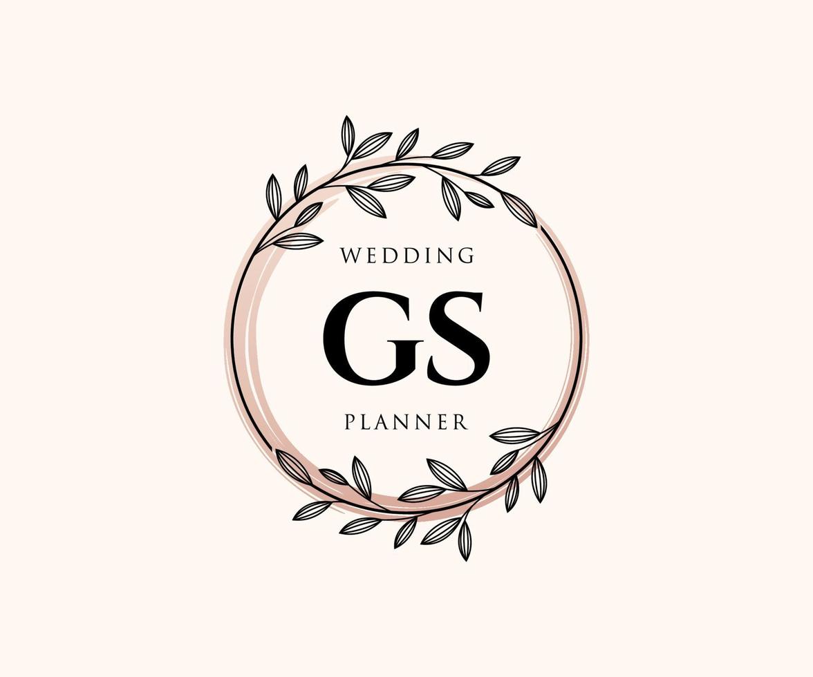 GS Initials letter Wedding monogram logos collection, hand drawn modern minimalistic and floral templates for Invitation cards, Save the Date, elegant identity for restaurant, boutique, cafe in vector