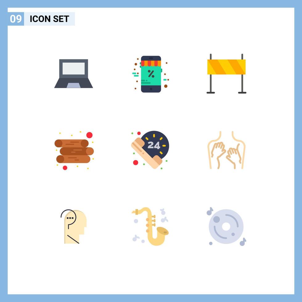 9 Flat Color concept for Websites Mobile and Apps hours log discount energy obstacle Editable Vector Design Elements