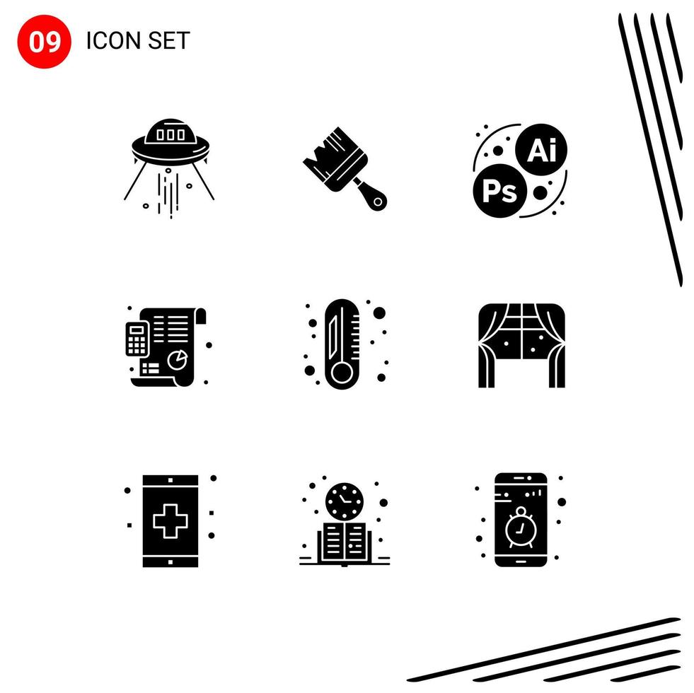 Set of 9 Modern UI Icons Symbols Signs for degree planning paint financial plan Editable Vector Design Elements