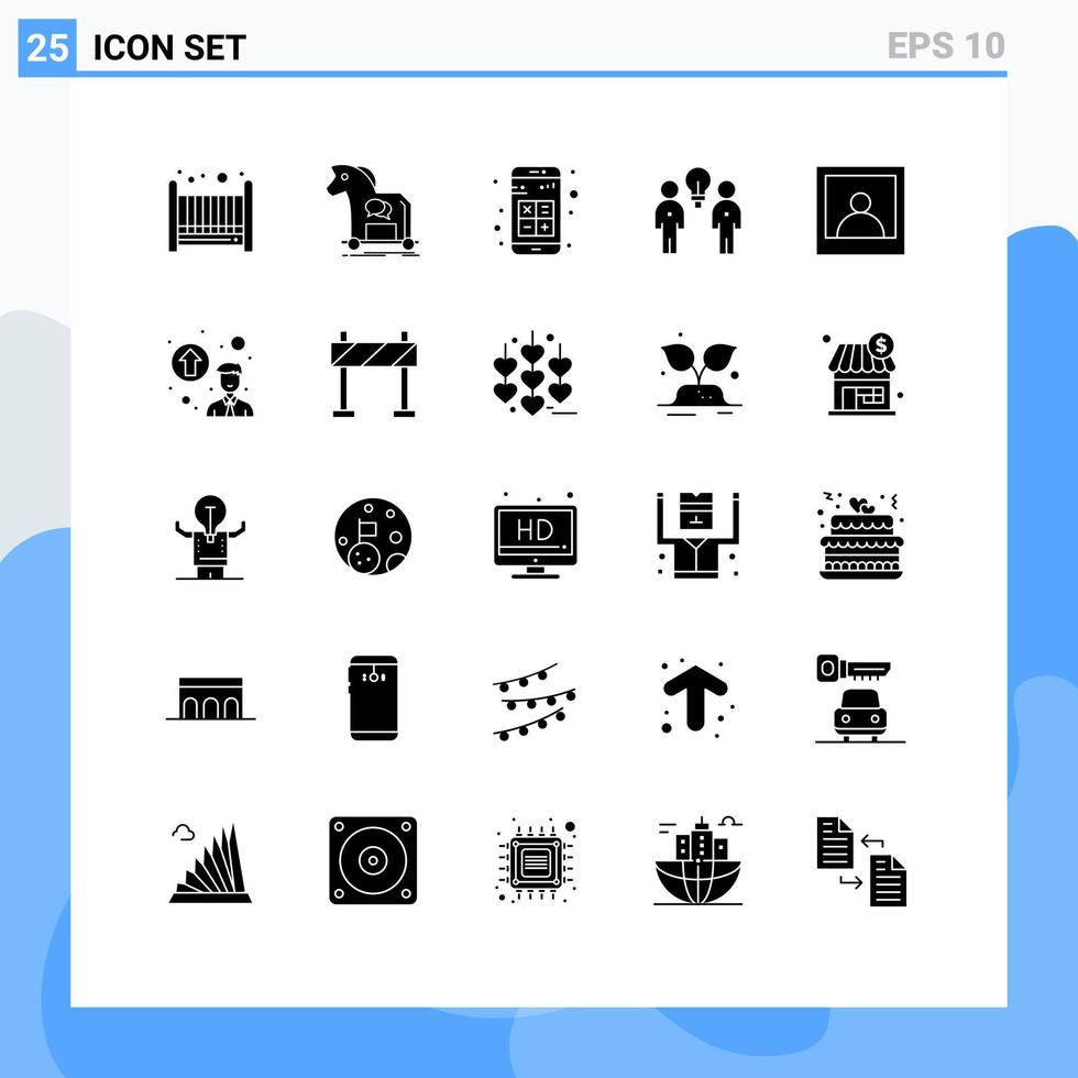 Universal Icon Symbols Group of 25 Modern Solid Glyphs of teamwork people add idea interaction Editable Vector Design Elements
