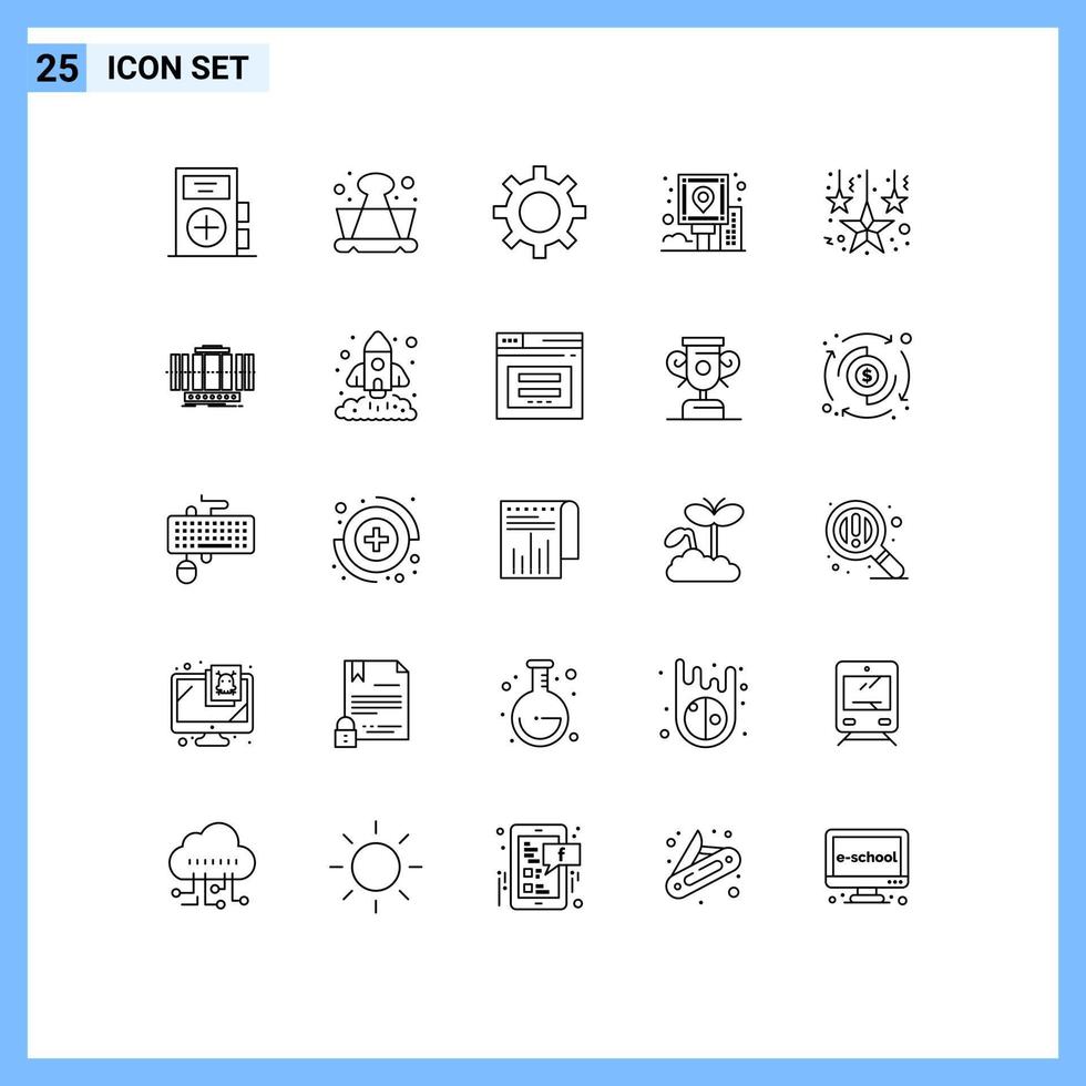 Editable Vector Line Pack of 25 Simple Lines of route navigation school guide vehicle maintenance Editable Vector Design Elements