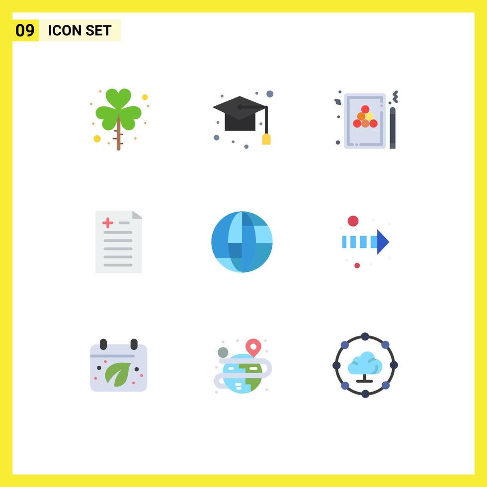 Group of 9 Flat Colors Signs and Symbols for test comparison school game pool Editable Vector Design Elements