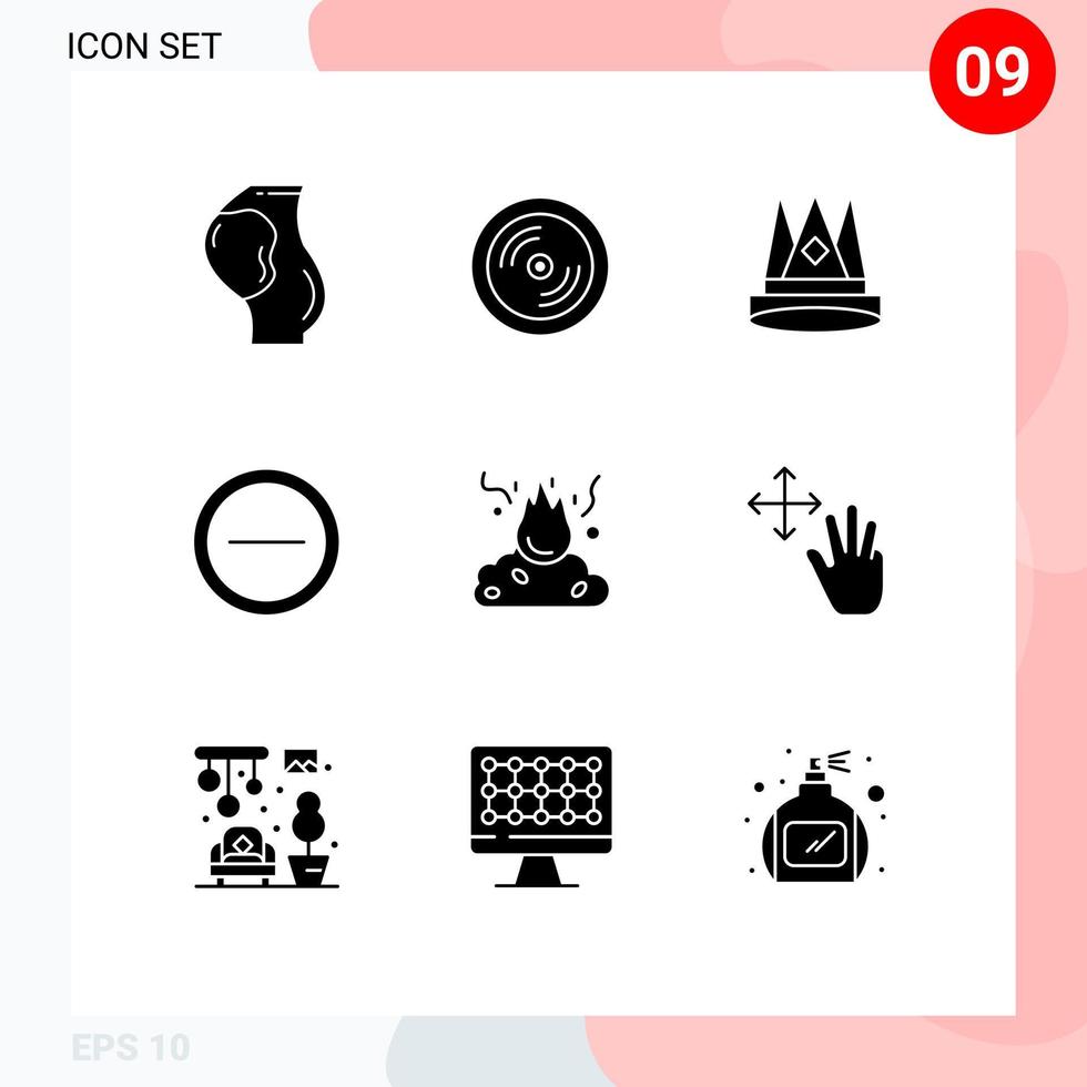 Modern Set of 9 Solid Glyphs and symbols such as user interface education achievement first Editable Vector Design Elements