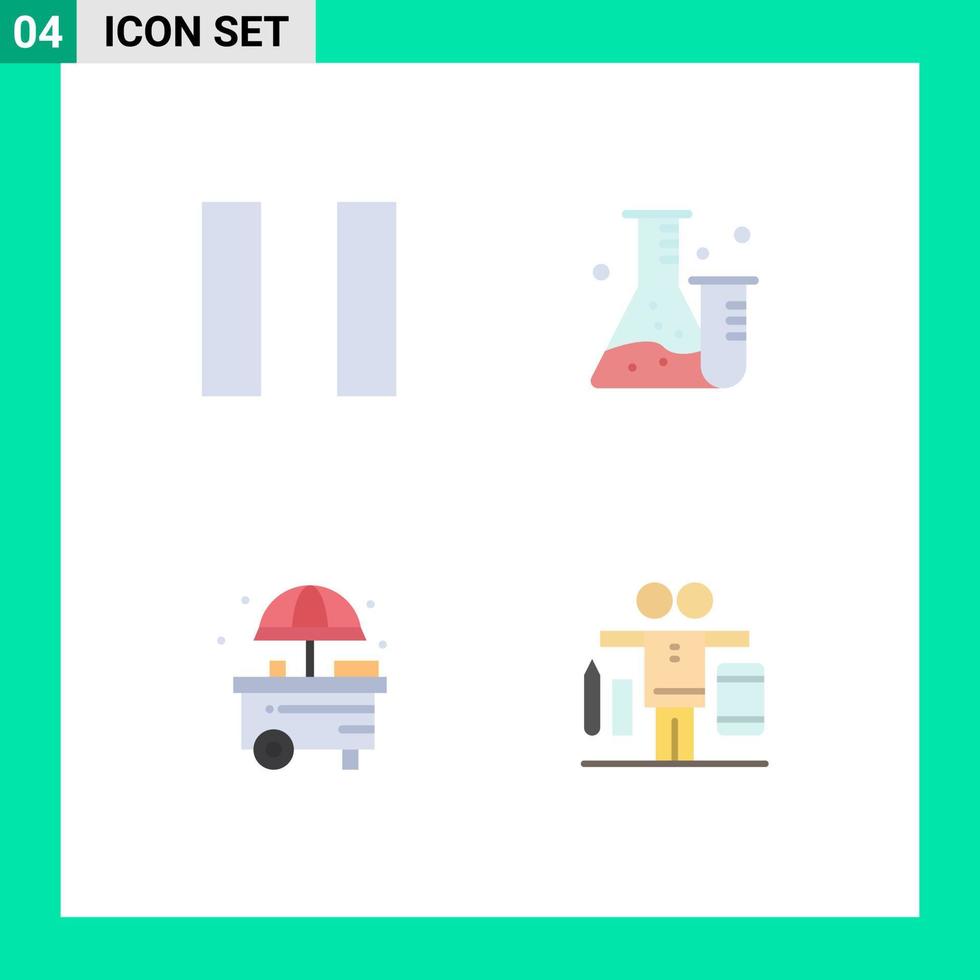 4 Flat Icon concept for Websites Mobile and Apps pause life lab life work Editable Vector Design Elements