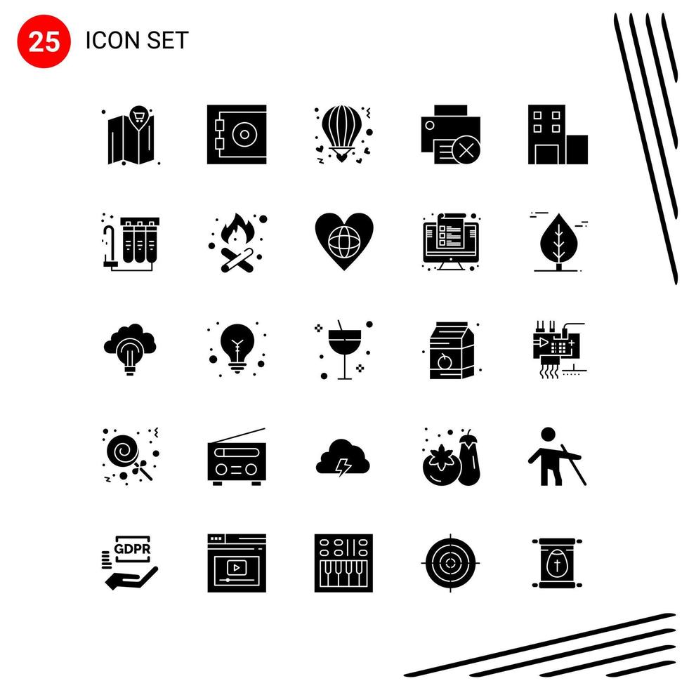 colección de 25 iconos vectoriales en estilo sólido símbolos de glifo perfecto de píxeles para web y signos de iconos sólidos móviles sobre fondo blanco 25 iconos vector