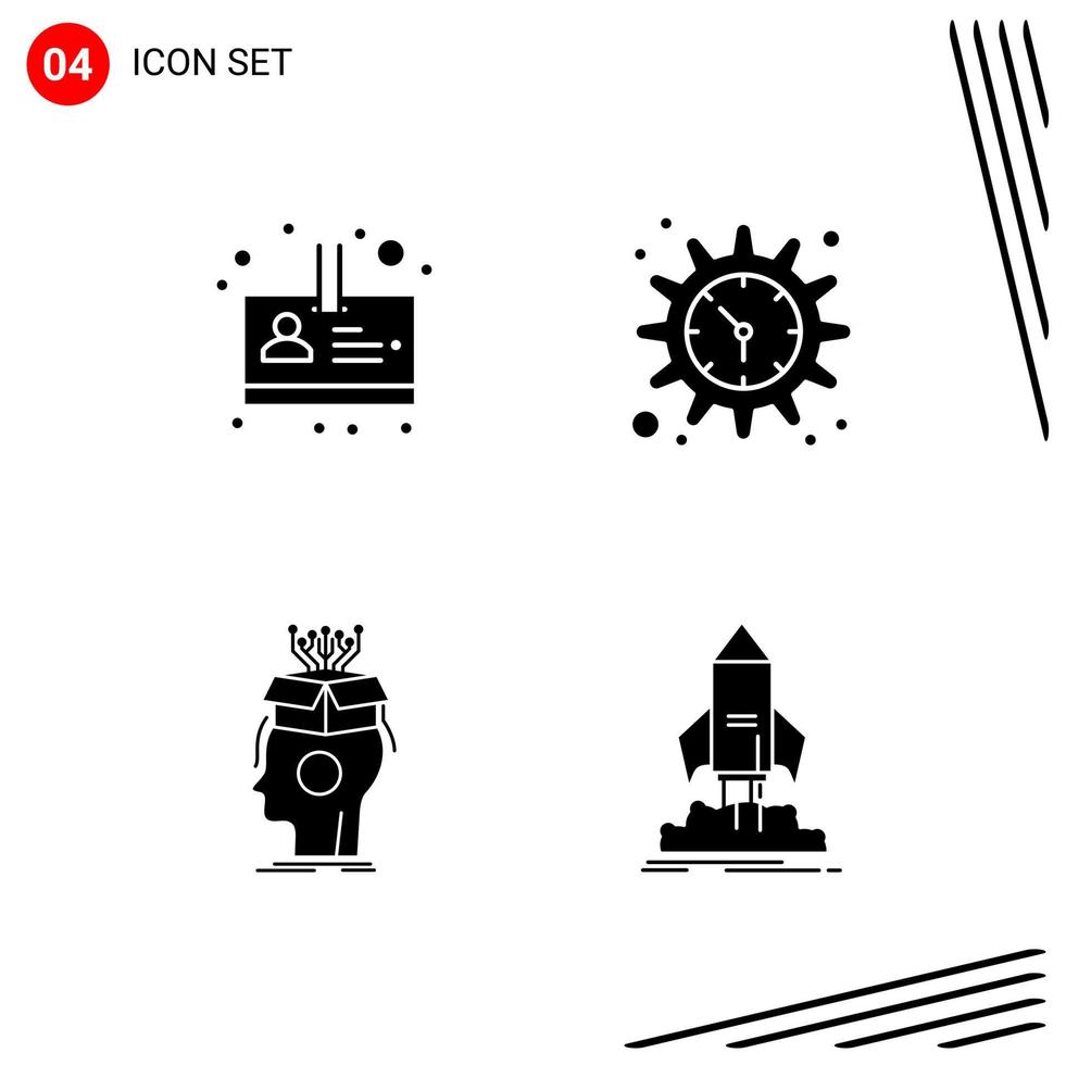 Collection of 4 Vector Icons in solid style. Pixle Perfect Glyph Symbols for Web and Mobile. Solid Icon Signs on White Background. 4 Icons.